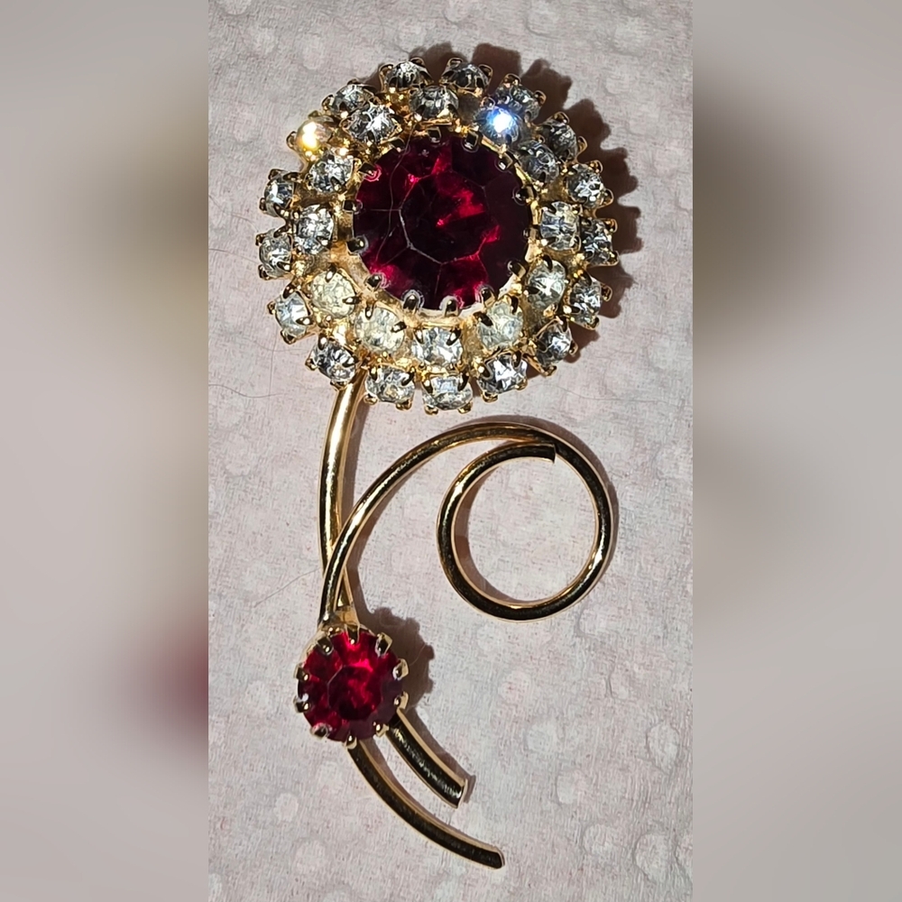 Rhinestone Flower Brooch Pin